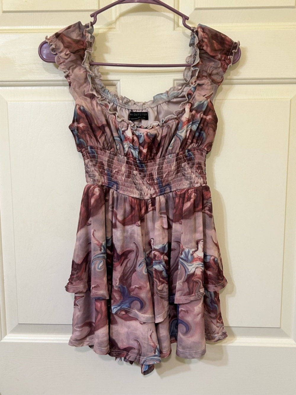 Urban Outfitters Mauve Marble-Print Ruffle Camisole